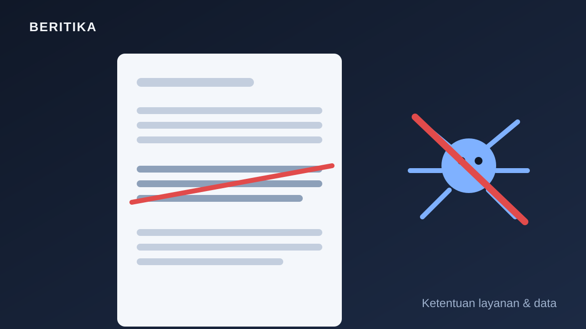 Illustration of a terms-of-service document with a clause crossed out in red and a crossed-out web crawler icon
